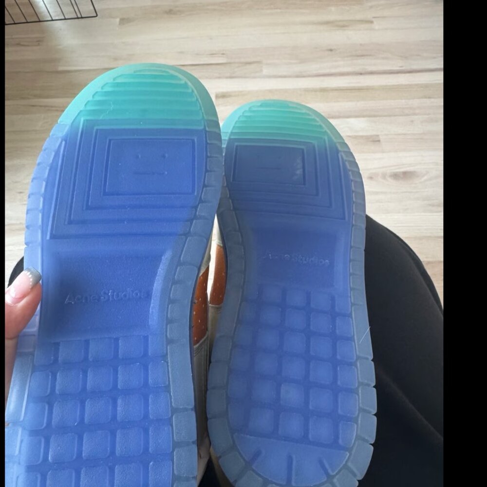 ACNE STUDIOS Colour-block High-top Sneakers In Off White multi Size 39 - Picture 6 of 6